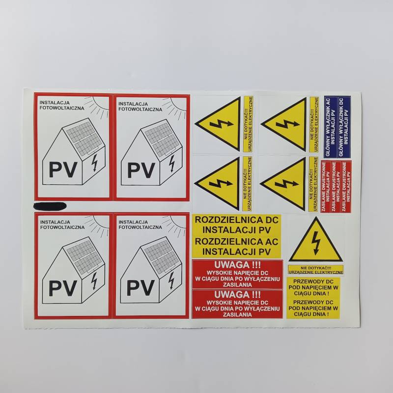 Oznakowanie instalacji PV komplet nr.2