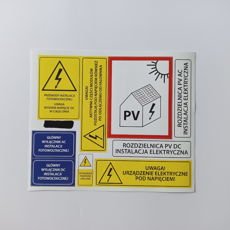 Oznakowanie instalacji PV komplet nr.1