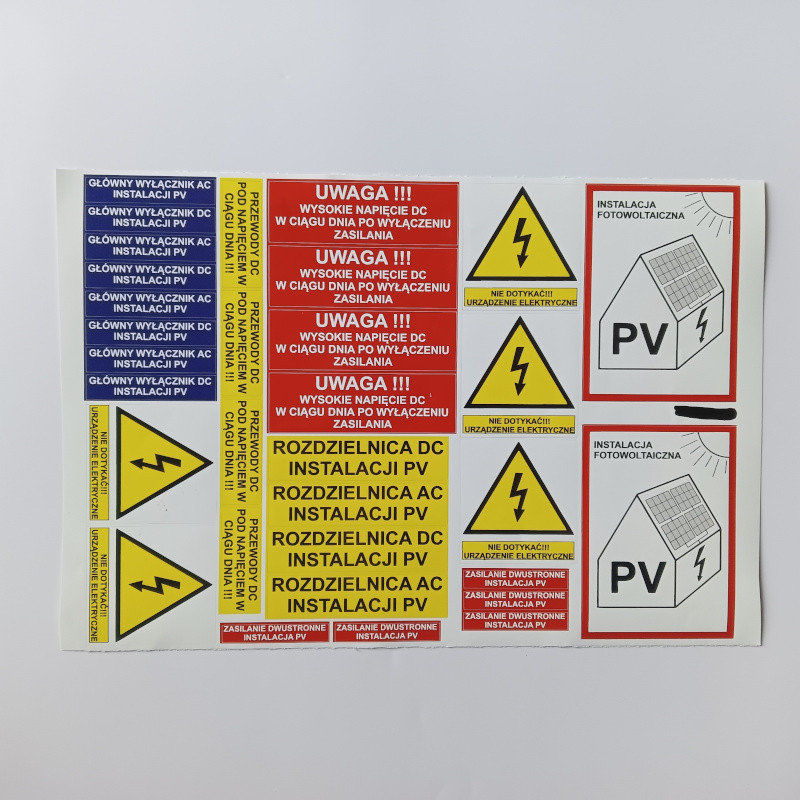 Oznakowanie instalacji PV komplet nr.3
